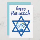 Cartes Pour Fêtes Annuelles Hanukkah Menorah with Candles and Traditional Item (Devant / Derrière)