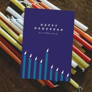Cartes Pour Fêtes Annuelles Hanukkah Moderne Minimaliste Bougie Navy et Sarcel