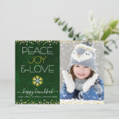 Cartes Pour Fêtes Annuelles Hanukkah Paix Joie Amour Flocon de Neige Vert Phot (Debout devant)