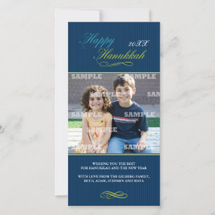 Cartes Pour Fêtes Annuelles Hanukkah Pin Stripe Photo Card