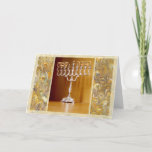 Cartes Pour Fêtes Annuelles Hanukkah Sameach<br><div class="desc">A silver menorah bears the Hebrew letters for happy Hanukkah wishes</div>