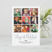 Cartes Pour Fêtes Annuelles Happiest Holidays Grey Script Photo Collage (Debout devant)