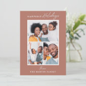 Cartes Pour Fêtes Annuelles Happiest Holidays Light Orange Three Photo Collage (Debout devant)