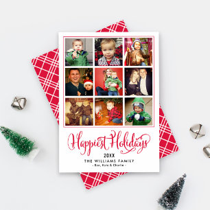 Cartes Pour Fêtes Annuelles Happiest Holidays Red Photo Collage