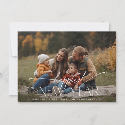 Cartes Pour Fêtes Annuelles Happiest New Year Elegant Typography Photo (Devant)