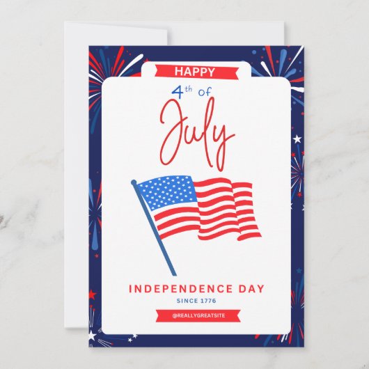Cartes Pour Fêtes Annuelles #Happy4*OfJulyIndependenceDayFlatHolidayCard (Devant)