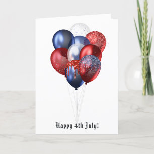 Cartes Pour Fêtes Annuelles Happy 4th July Glitter Balloons Family