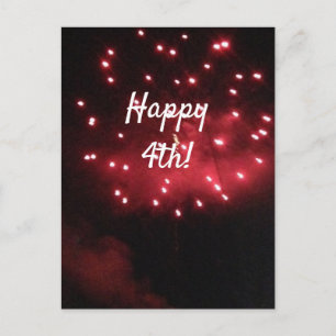 Cartes Pour Fêtes Annuelles Happy 4th Red Fireworks Photo Holiday Postcards