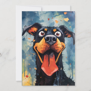 Cartes Pour Fêtes Annuelles Happy Comical Dobermann Dog