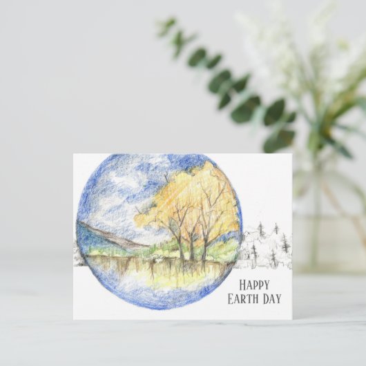 Cartes Pour Fêtes Annuelles Happy Earth Day Honey Locust Trees Landscape (Debout devant)