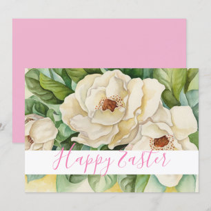 Cartes Pour Fêtes Annuelles Happy Easter Blush Pink Magnolia Text Floral