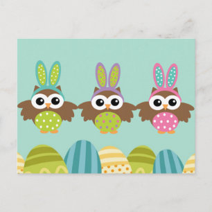 Cartes Pour Fêtes Annuelles Happy Easter Bunny Owls