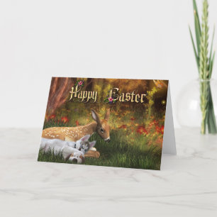 Cartes Pour Fêtes Annuelles Happy Easter Card - Puppy and Fawn