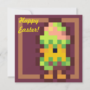 Cartes Pour Fêtes Annuelles Happy Easter Chicken in egg pixel art