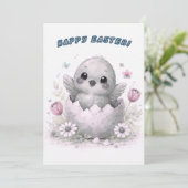 Cartes Pour Fêtes Annuelles Happy Easter Cute Baby Chick Hatching Egg Spring (Debout devant)