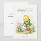 Cartes Pour Fêtes Annuelles Happy Easter Cute Chick Spring (Devant / Derrière)