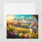 Cartes Pour Fêtes Annuelles Happy Easter in a Spring Landscape (Devant / Derrière)