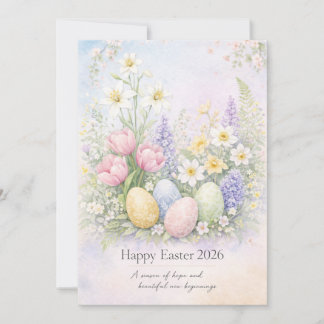 Cartes Pour Fêtes Annuelles Happy Easter Pastel Floral Card Spring Botanical 