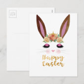 Cartes Pour Fêtes Annuelles Happy Easter Princess Bunny Face (Devant / Derrière)