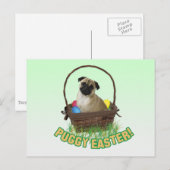 Cartes Pour Fêtes Annuelles Happy Easter Pug Postcard (Devant / Derrière)