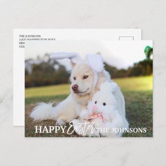 Cartes Pour Fêtes Annuelles HAPPY EASTER REtriever Chien Chiot Lapin Oreilles  (Devant / Derrière)