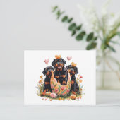 Cartes Pour Fêtes Annuelles Happy Easter Rottweiler Dogs (Debout devant)