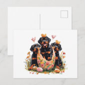 Cartes Pour Fêtes Annuelles Happy Easter Rottweiler Dogs (Devant / Derrière)