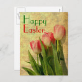 Cartes Pour Fêtes Annuelles Happy Easter Spring Tulips (Devant / Derrière)