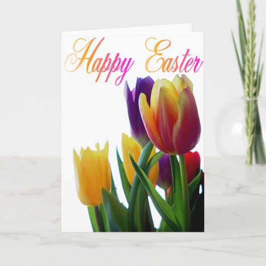 Cartes Pour Fêtes Annuelles Happy Easter Tulips (Devant)