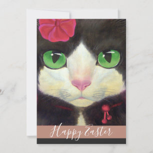 Cartes Pour Fêtes Annuelles Happy Easter Tuxedo Cat Kitten Illustration Holida
