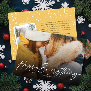 Cartes Pour Fêtes Annuelles Happy Everything Design Blanc Script Photo Moderne