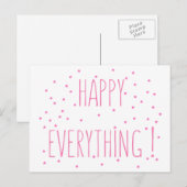 Cartes Pour Fêtes Annuelles Happy Everything - Fun Quote Postcard (Devant / Derrière)