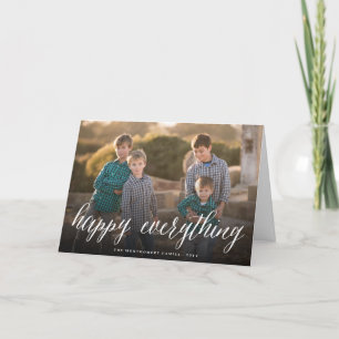 Cartes Pour Fêtes Annuelles Happy Everything Simple White Script Photo Moderne