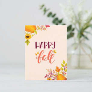 Cartes Pour Fêtes Annuelles Happy Fall Citrouille et Feuille automne