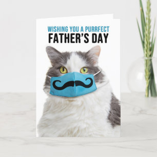 Cartes Pour Fêtes Annuelles Happy Fête des pères Chat en Masque Visage Mustach