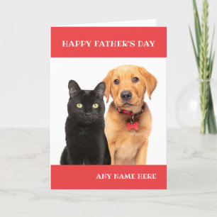 Cartes Pour Fêtes Annuelles Happy Fête des pères Chat Nom personnalisé