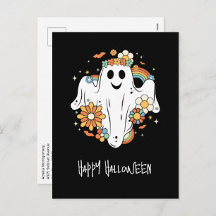 Cartes Pour Fêtes Annuelles Happy Ghost Retro Hippie Vibe Halloween