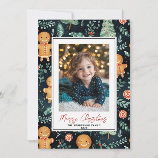 Cartes Pour Fêtes Annuelles Happy Gingerbread Man Custom Christmas Nom photo (Devant)