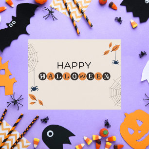 Cartes Pour Fêtes Annuelles Happy Halloween Black et Orange Éffrayant Spider
