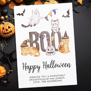 Cartes Pour Fêtes Annuelles Happy Halloween Chats Ghosts Citrouille Boo Cute K