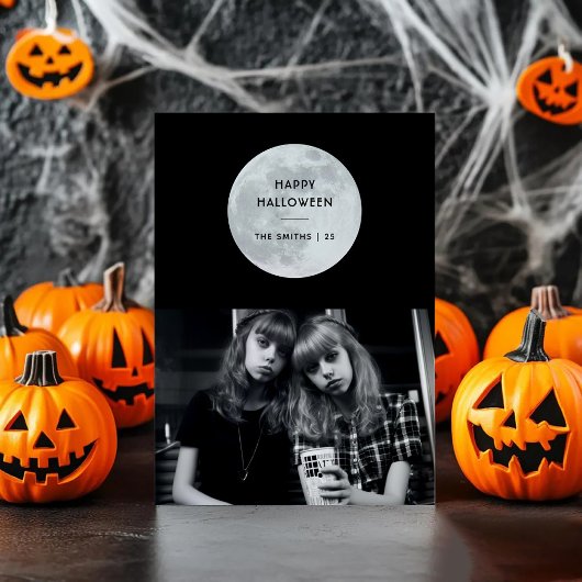 Cartes Pour Fêtes Annuelles Happy Halloween chauves-souris Lune Noir & Blanc P