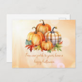 Cartes Pour Fêtes Annuelles Happy Halloween Citrouille Patch & Feuille Hallowe (Devant / Derrière)