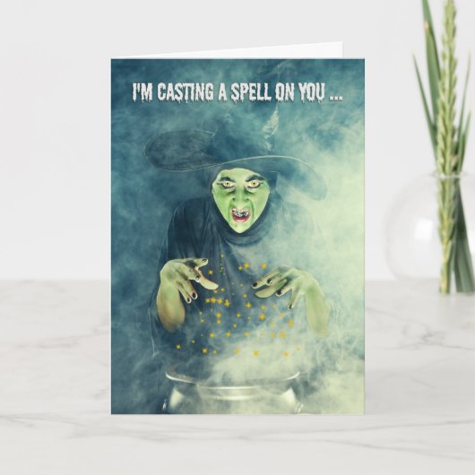 Cartes Pour Fêtes Annuelles Happy Halloween Creepy Witch Casting Spell (Devant)