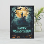 Cartes Pour Fêtes Annuelles Happy Halloween Haunted House (Debout devant)