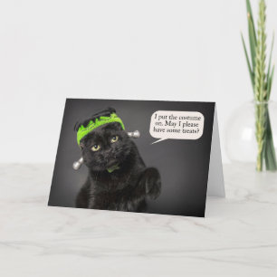 Cartes Pour Fêtes Annuelles Happy Halloween mignonne Chat en Costume Frankenst