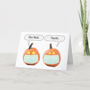 Cartes Pour Fêtes Annuelles Happy Halloween Pumpkins in Coronavirus Face Mask