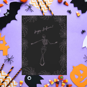 Cartes Pour Fêtes Annuelles Happy Halloween squelette et araignées Webs
