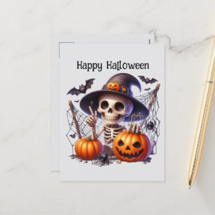 Cartes Pour Fêtes Annuelles Happy Halloween squelette livres d'orthographe