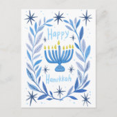 Cartes Pour Fêtes Annuelles Happy Hanoukka Botanical Menorah Aquarelle PERSONN (Devant)