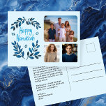 Cartes Pour Fêtes Annuelles Happy Hanoukka Botanical Watercolor CUSTOM 3 Photo<br><div class="desc">Dessin doux pour souhaiter à quelqu'un d'hanoukka heureux! Cliquez sur "personnaliser" pour ajouter vos propres photos à l'avant et du texte à l'arrière. Également disponible en tant que carte de voeux ou téléchargement numérique pour envoyer instantanément par e-mail ou SMS. Consultez ma boutique pour en savoir plus ou faites-moi savoir...</div>